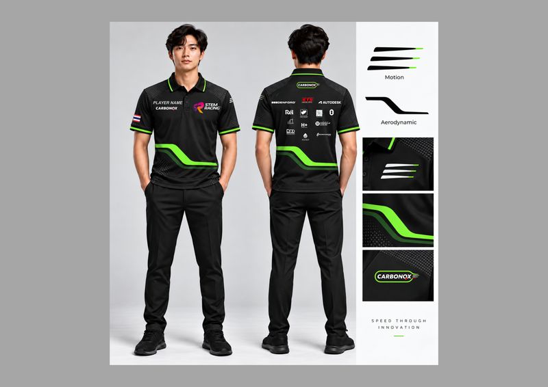 Black team uniform front and back